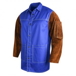 Cotton welding jacket high quality FR cotton and cowhide split leather jacket for welders